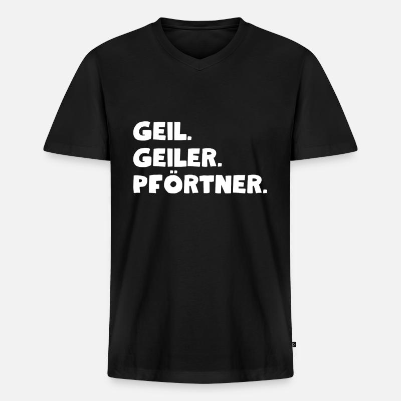 Geil. Geiler. Pförtner - Männer Premium Bio T-Shirt mit V-Ausschnitt - Schwarz