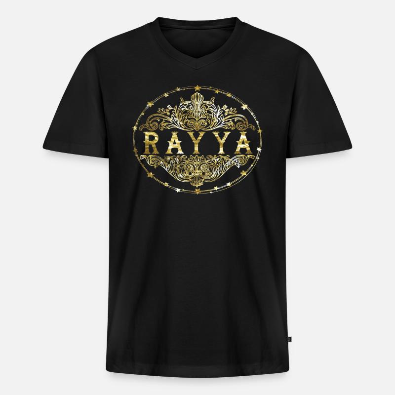 Rayya - Männer Premium Bio T-Shirt mit V-Ausschnitt - Schwarz
