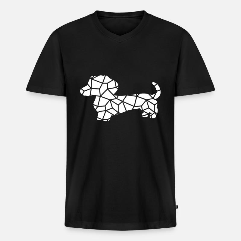 Dackel - Männer Premium Bio T-Shirt mit V-Ausschnitt - Schwarz