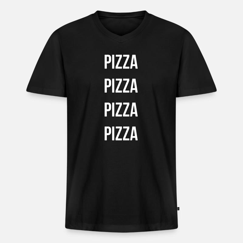 PIZZA - Männer Premium Bio T-Shirt mit V-Ausschnitt - Schwarz