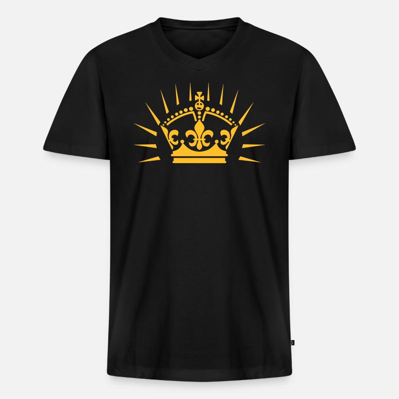 58 Krone Strahlen King Queen - Männer Premium Bio T-Shirt mit V-Ausschnitt - Schwarz