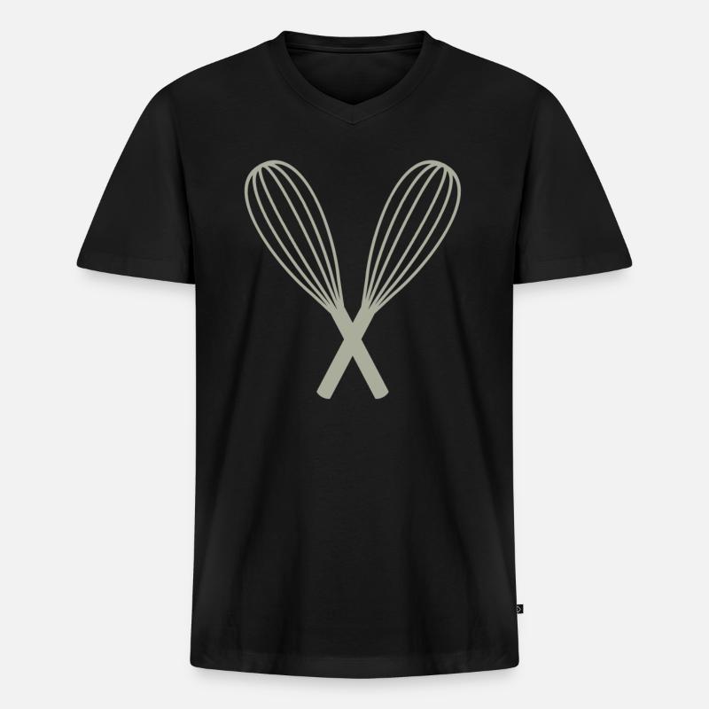 Schneebesen Koch Geschenkidee - Männer Premium Bio T-Shirt mit V-Ausschnitt - Schwarz