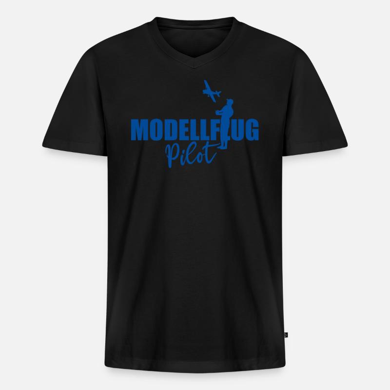 Modellflug Pilot Modellbauer Flugzeug Geschenk - Männer Premium Bio T-Shirt mit V-Ausschnitt - Schwarz