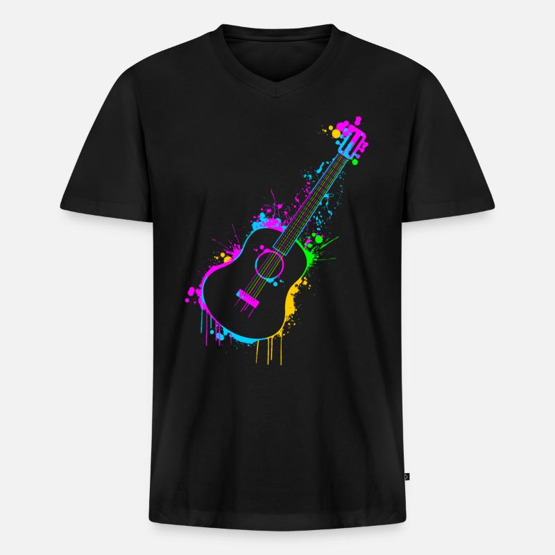 Gitarre - Männer Premium Bio T-Shirt mit V-Ausschnitt - Schwarz