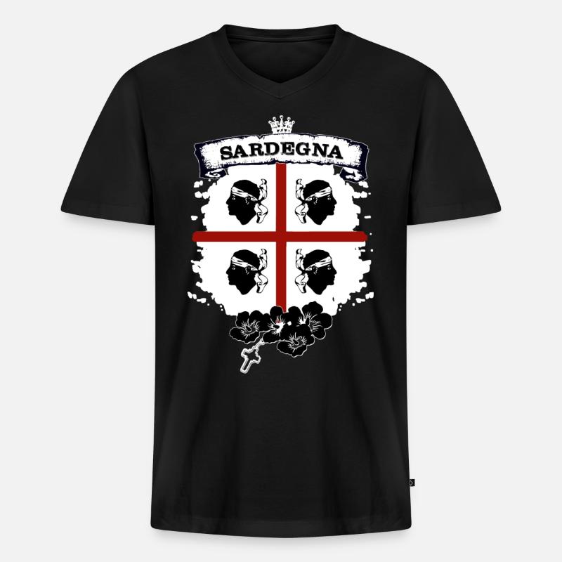 Sardinien - Männer Premium Bio T-Shirt mit V-Ausschnitt - Schwarz