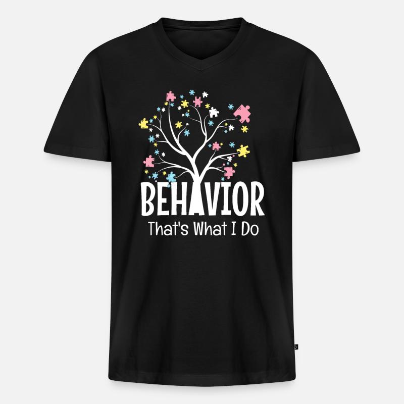 Benehmen - Männer Premium Bio T-Shirt mit V-Ausschnitt - Schwarz