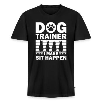Cooler Hundetrainer für Männer Frauen Hundetraining Agilit - Männer Premium Bio T-Shirt mit V-Ausschnitt - Schwarz - Vorne - Nico (187cm)