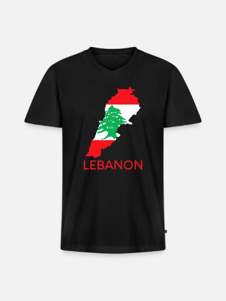 Libanon Flag Cedar Tree Beirut Libanesiske arabiske Ara - Premium økologisk T-shirt med V-hals til mænd - sort