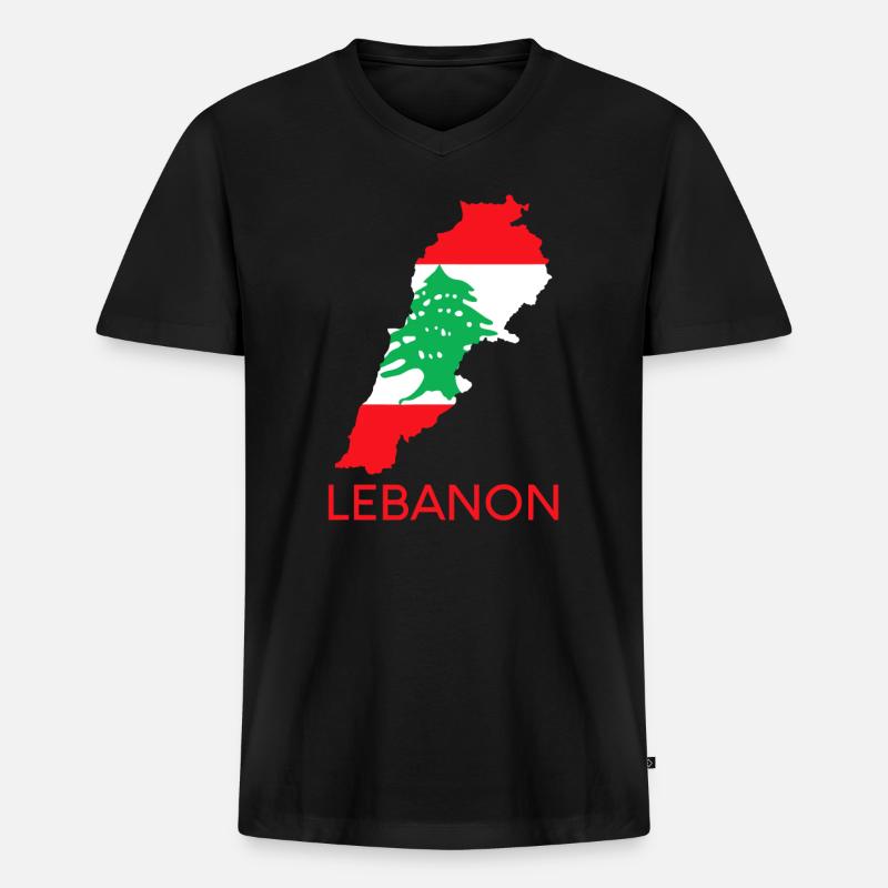 Liban Drapeau Cèdre Beyrouth Arabe libanais Ara - T-shirt encolure en V Premium bio Homme - noir