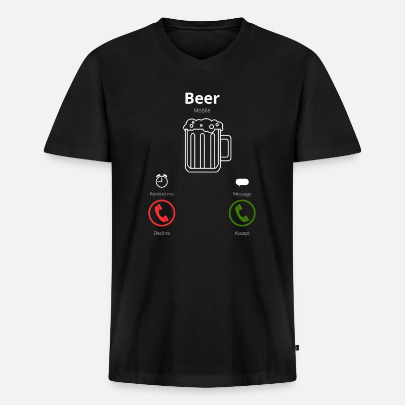 Bier ruft: - Männer Premium Bio T-Shirt mit V-Ausschnitt - Schwarz