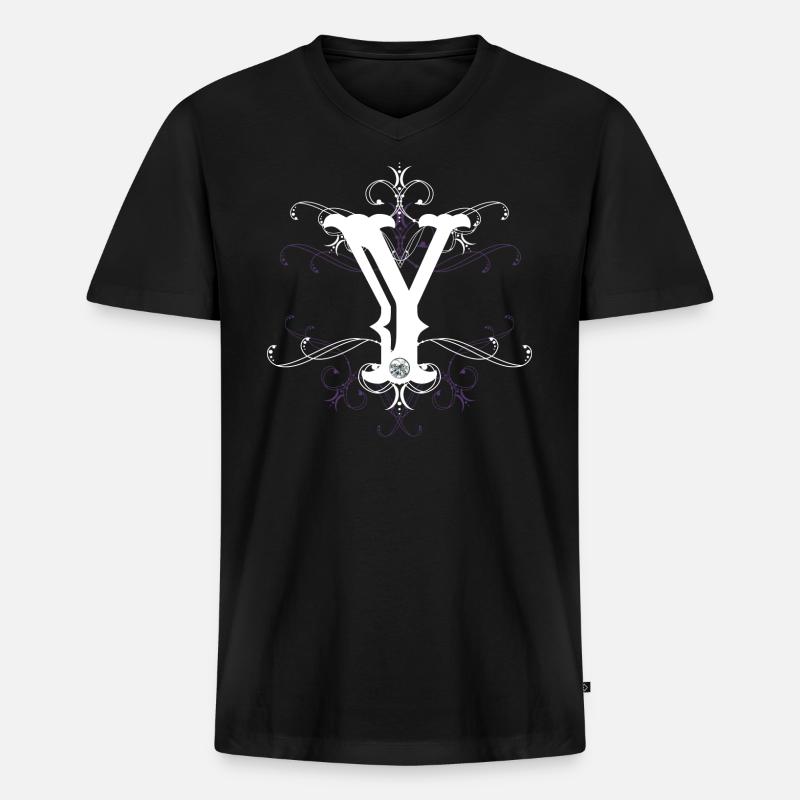 Buchstabe Y Ypsilon Buchstabe-Y - Männer Premium Bio T-Shirt mit V-Ausschnitt - Schwarz