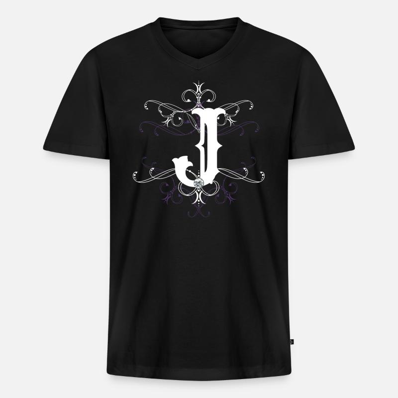 Buchstabe J Buchstabe-J - Männer Premium Bio T-Shirt mit V-Ausschnitt - Schwarz