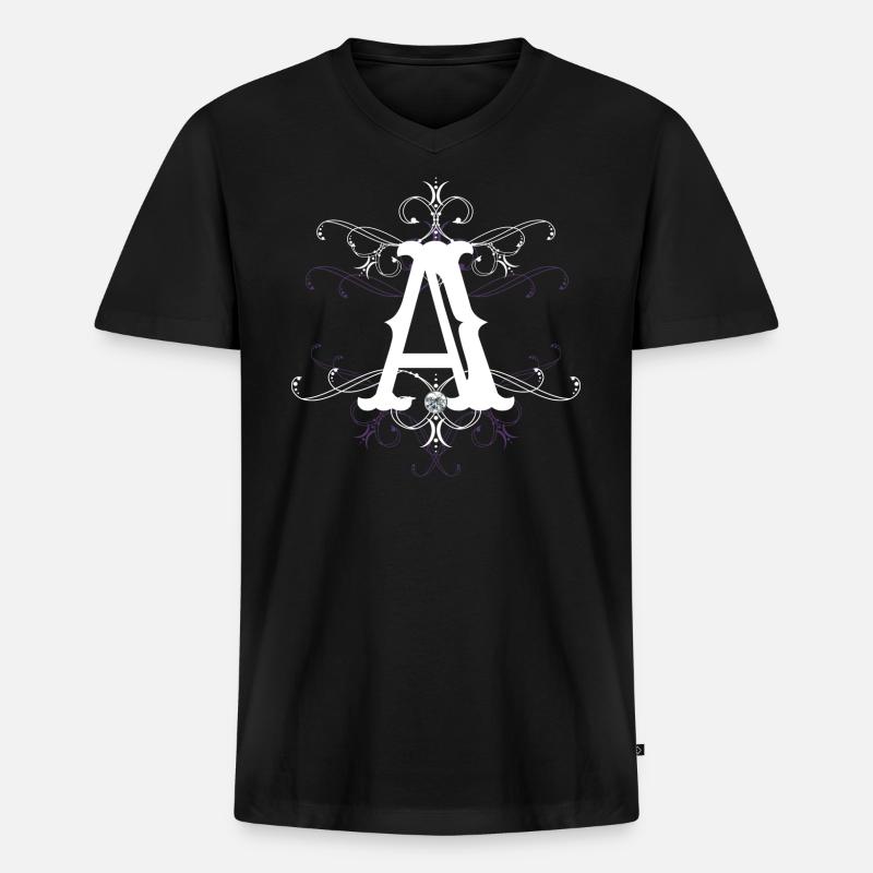 Buchstabe A Buchstabe-A - Männer Premium Bio T-Shirt mit V-Ausschnitt - Schwarz