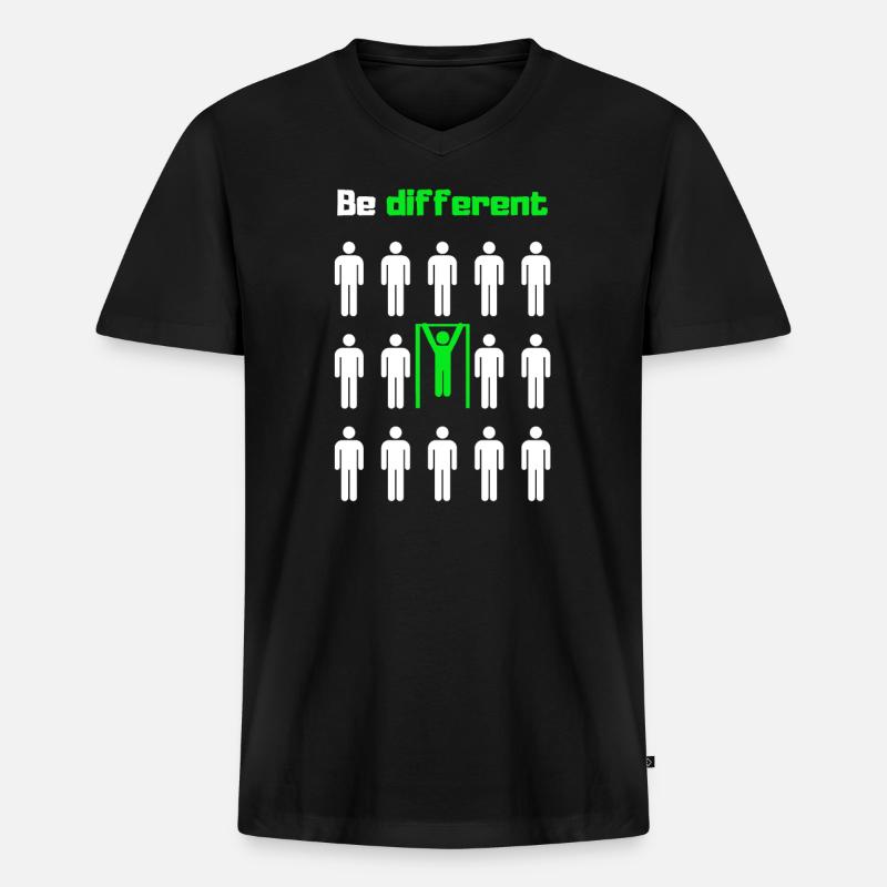 Anders sein, trainieren - Männer Premium Bio T-Shirt mit V-Ausschnitt - Schwarz