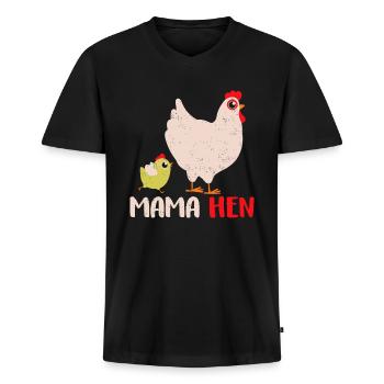 Lustiger Muttertag Mama Hen Geschenk Bauernhof Tier - Männer Premium Bio T-Shirt mit V-Ausschnitt - Schwarz - Vorne - Nico (187cm)