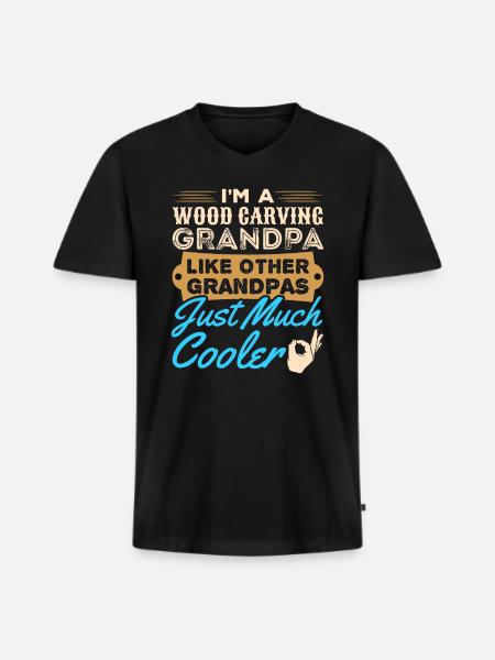 Holzschnitzerei Kettensägenschnitzerei - Männer Premium Bio T-Shirt mit V-Ausschnitt - Schwarz