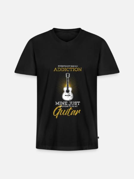 gitarre - Männer Premium Bio T-Shirt mit V-Ausschnitt - Schwarz