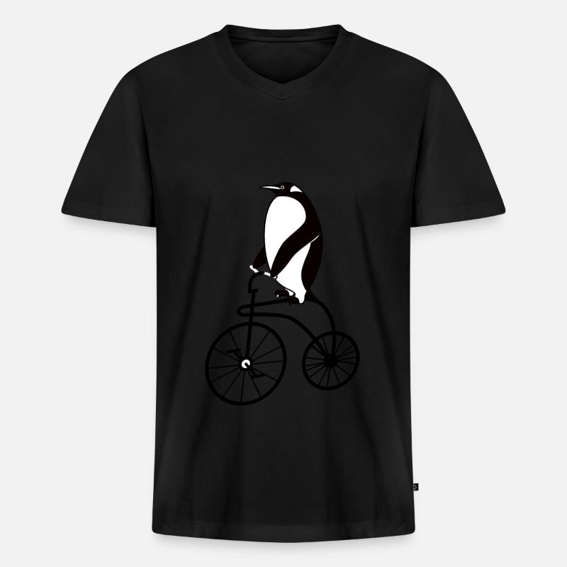 pinguin fahrrad geschenk - Männer Premium Bio T-Shirt mit V-Ausschnitt - Schwarz
