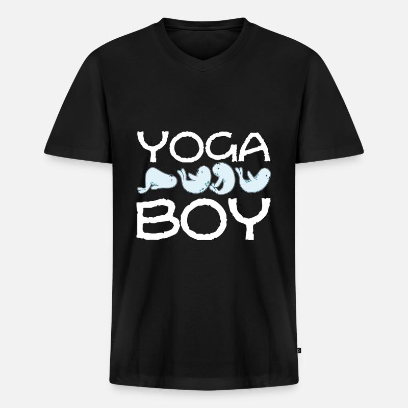 Yoga Junge Robbe Mann Geschenkidee - Männer Premium Bio T-Shirt mit V-Ausschnitt - Schwarz