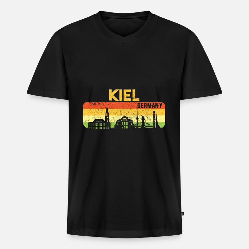 Kiel Skyline Kieler Geschenk - Männer Premium Bio T-Shirt mit V-Ausschnitt - Schwarz