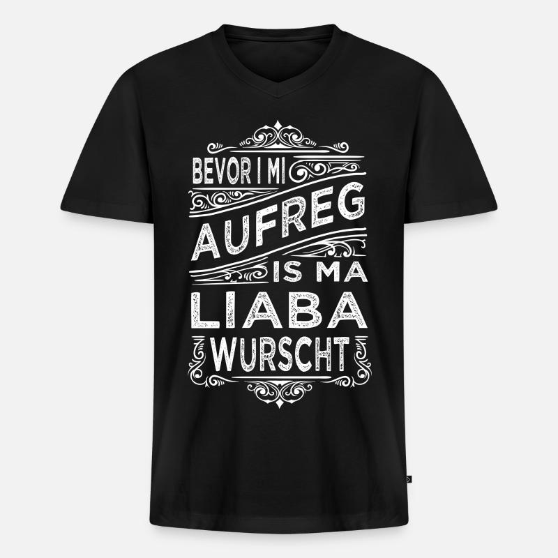 BEVOR I MI AUFREG... - Männer Premium Bio T-Shirt mit V-Ausschnitt - Schwarz