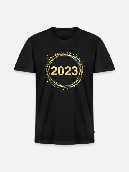 2023 - Men's Premium Organic T-shirt with V-neck - black