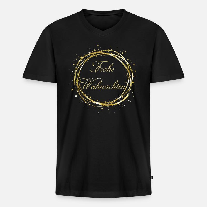Frohe Weihnachten - Männer Premium Bio T-Shirt mit V-Ausschnitt - Schwarz