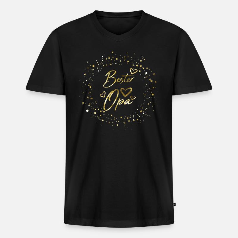 Bester Opa - Männer Premium Bio T-Shirt mit V-Ausschnitt - Schwarz