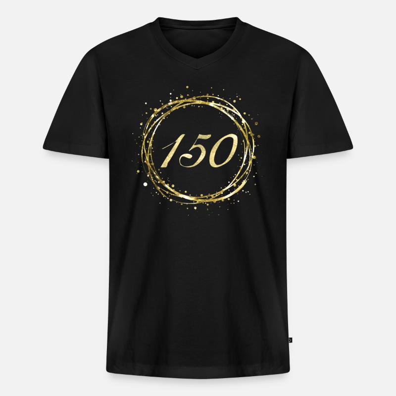 150 - Männer Premium Bio T-Shirt mit V-Ausschnitt - Schwarz