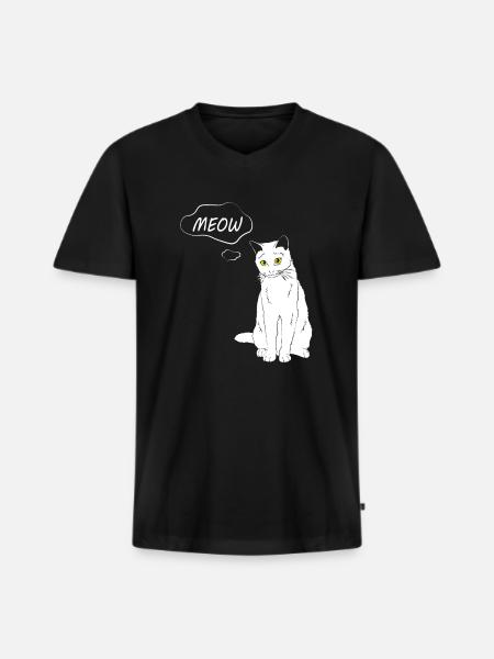 Cat Meow - Cat Lover - Men's Premium Organic T-shirt with V-neck - black