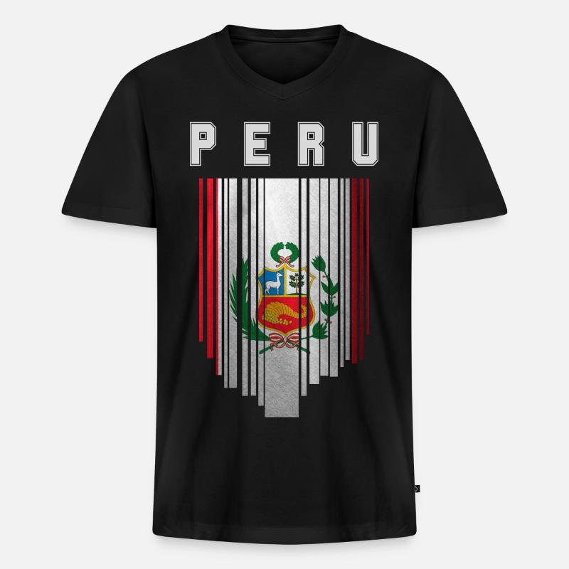 Flagge von Peru, peruanischer Stolz - Männer Premium Bio T-Shirt mit V-Ausschnitt - Schwarz