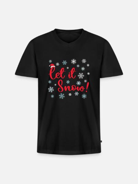 Que neige Noël - T-shirt encolure en V Premium bio Homme - noir