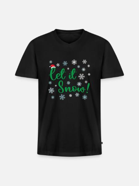 Let It Snow Christmas - Men's Premium Organic T-shirt with V-neck - black