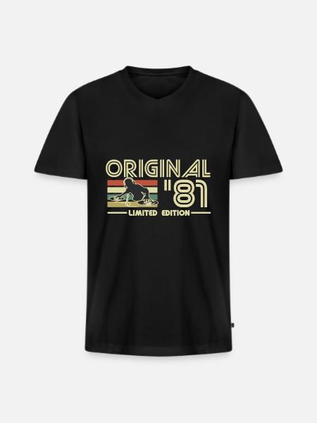 1981 - Men's Premium Organic T-shirt with V-neck - black