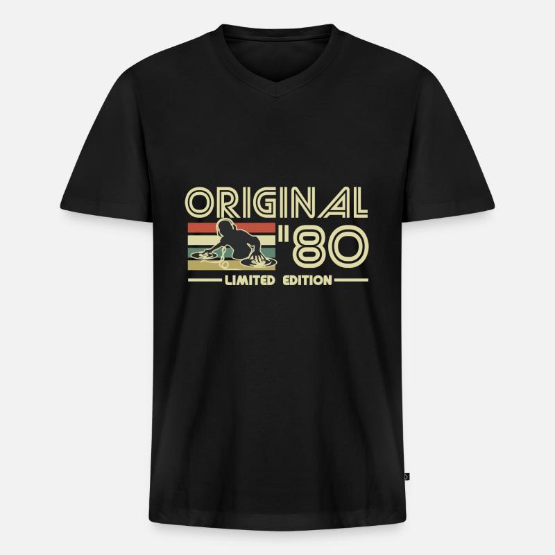 1980 - Männer Premium Bio T-Shirt mit V-Ausschnitt - Schwarz