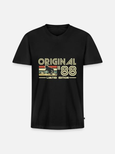 1988 - Männer Premium Bio T-Shirt mit V-Ausschnitt - Schwarz