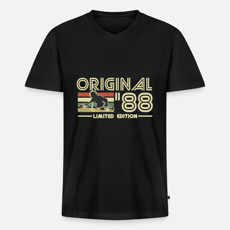 1988 - Männer Premium Bio T-Shirt mit V-Ausschnitt - Schwarz