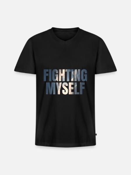 fighting myself depression gift idea - Men's Premium Organic T-shirt with V-neck - black