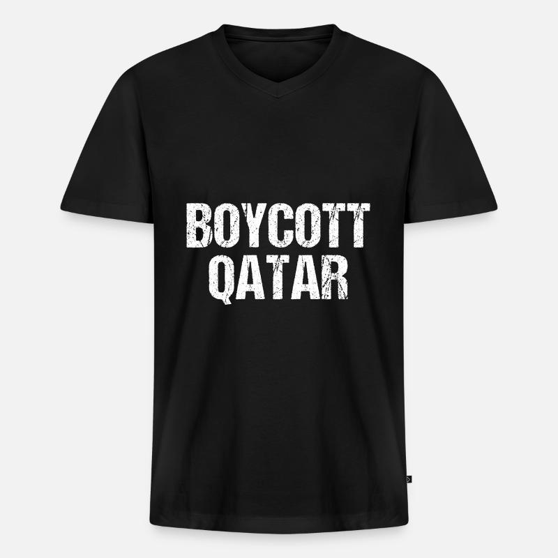 Boykott Katar Geschenk - Männer Premium Bio T-Shirt mit V-Ausschnitt - Schwarz