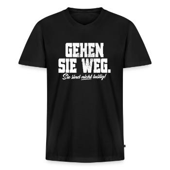 Gehen Sie Weg Sie Sind Nicht Lustig Joke Sarkasmus - Männer Premium Bio T-Shirt mit V-Ausschnitt - Schwarz - Vorne - Nico (187cm)