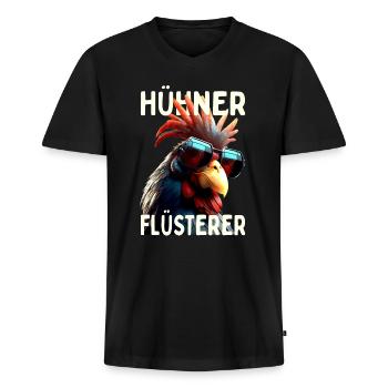 Hühner Flüsterer Hahn Chicken Daddy Landwirt Huhn - Männer Premium Bio T-Shirt mit V-Ausschnitt - Schwarz - Vorne - Nico (187cm)