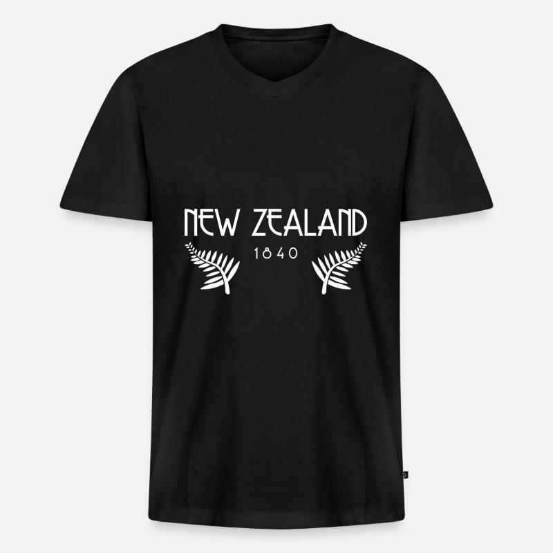 Neuseeland Neuseeländer Reise Geschenk - Männer Premium Bio T-Shirt mit V-Ausschnitt - Schwarz