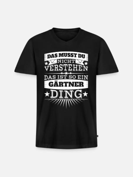 Gärtner - Männer Premium Bio T-Shirt mit V-Ausschnitt - Schwarz