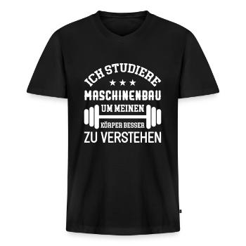 Maschinenbau Student - Männer Premium Bio T-Shirt mit V-Ausschnitt - Schwarz - Vorne - Nico (187cm)