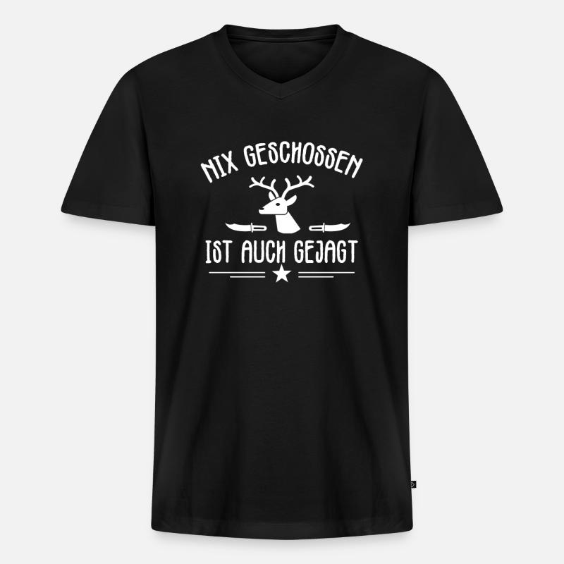 Jäger - Männer Premium Bio T-Shirt mit V-Ausschnitt - Schwarz