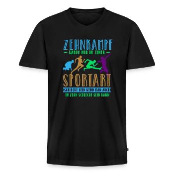 Zehnkampf - Männer Premium Bio T-Shirt mit V-Ausschnitt - Schwarz - Vorne - Nico (187cm)
