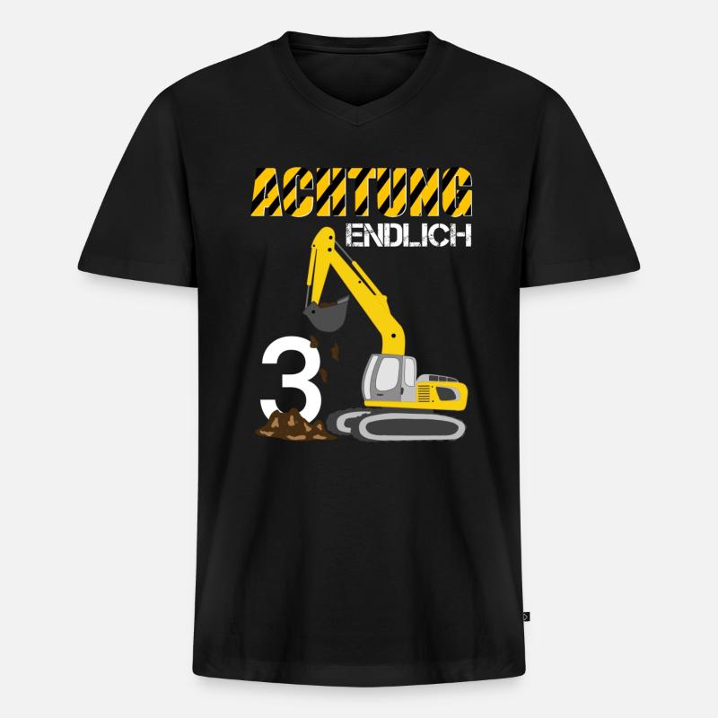 Endlich 3 Bagger - Männer Premium Bio T-Shirt mit V-Ausschnitt - Schwarz