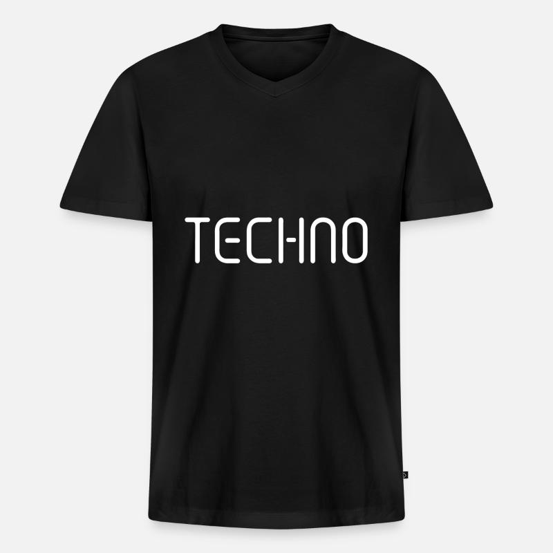 Techno - Männer Premium Bio T-Shirt mit V-Ausschnitt - Schwarz