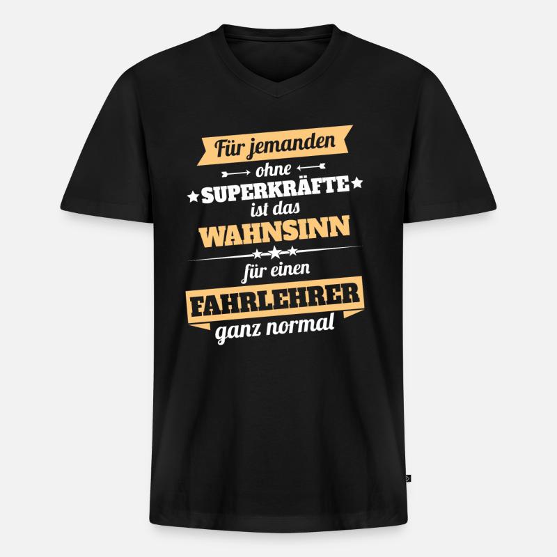Fahrlehrer - Held - Männer Premium Bio T-Shirt mit V-Ausschnitt - Schwarz