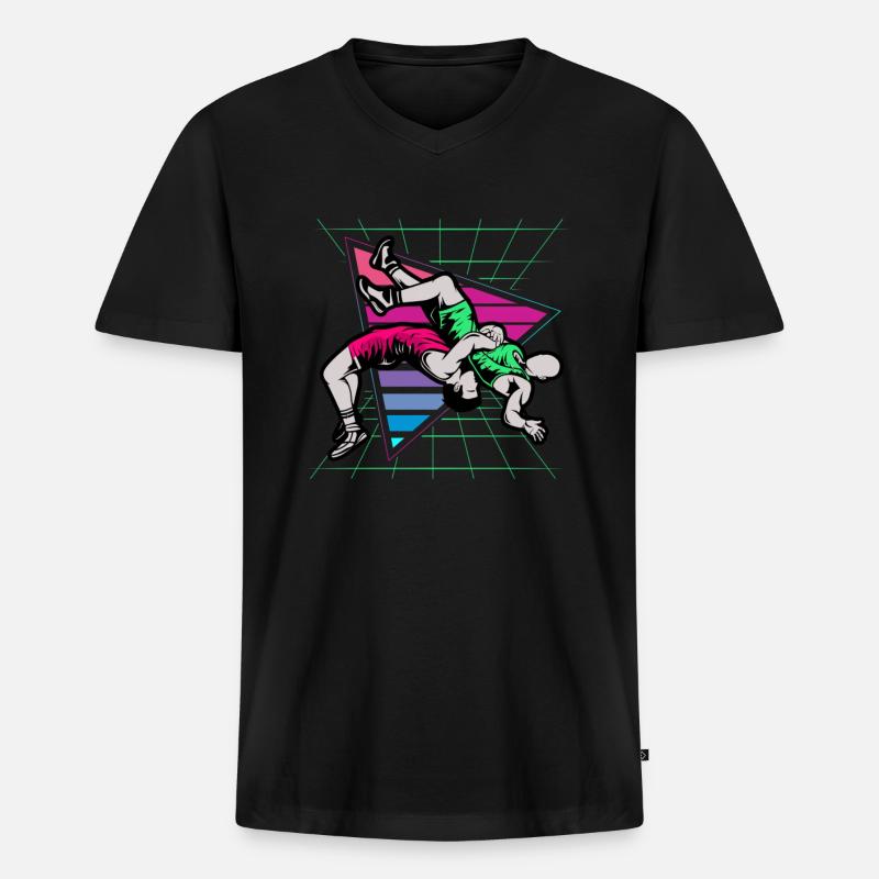 Ringen, Ringen Ringer, 2021, - Männer Premium Bio T-Shirt mit V-Ausschnitt - Schwarz